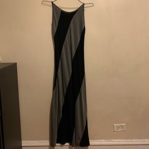 Black and gray opened back dress